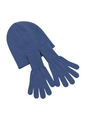 The Easy Life Blue Knit Beanie Hat Gloves Set Unisex Size L XL New